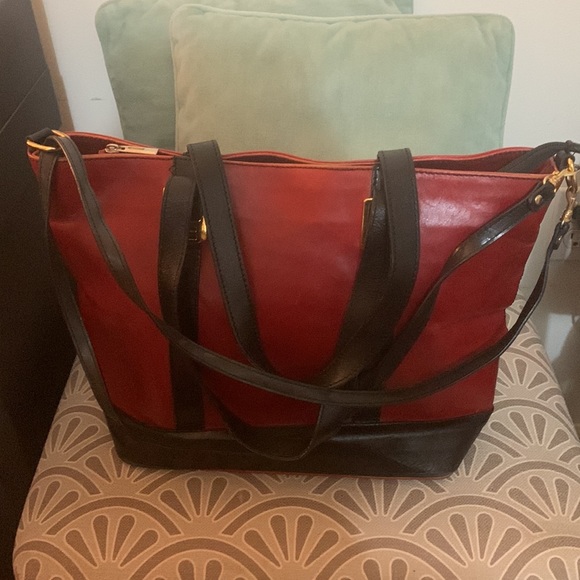 Italian Made Leather Satchel Bag Purse Deep Red! - Picture 2 of 6